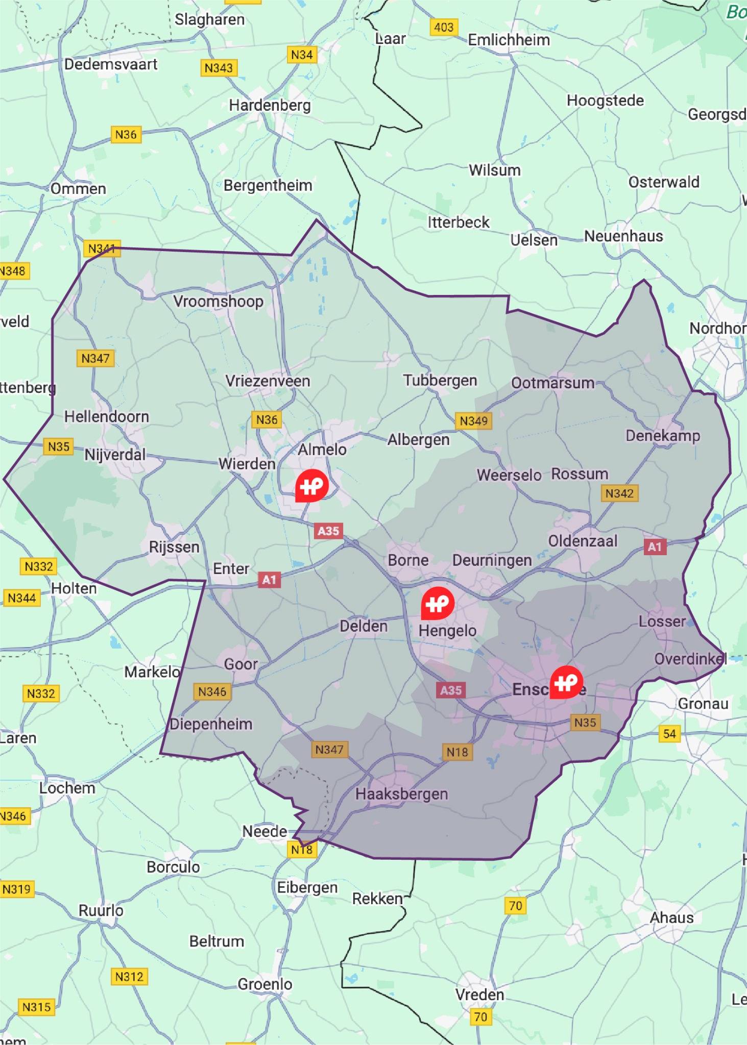 Overzicht locaties Spoedposten Huisartsenzorg Twente